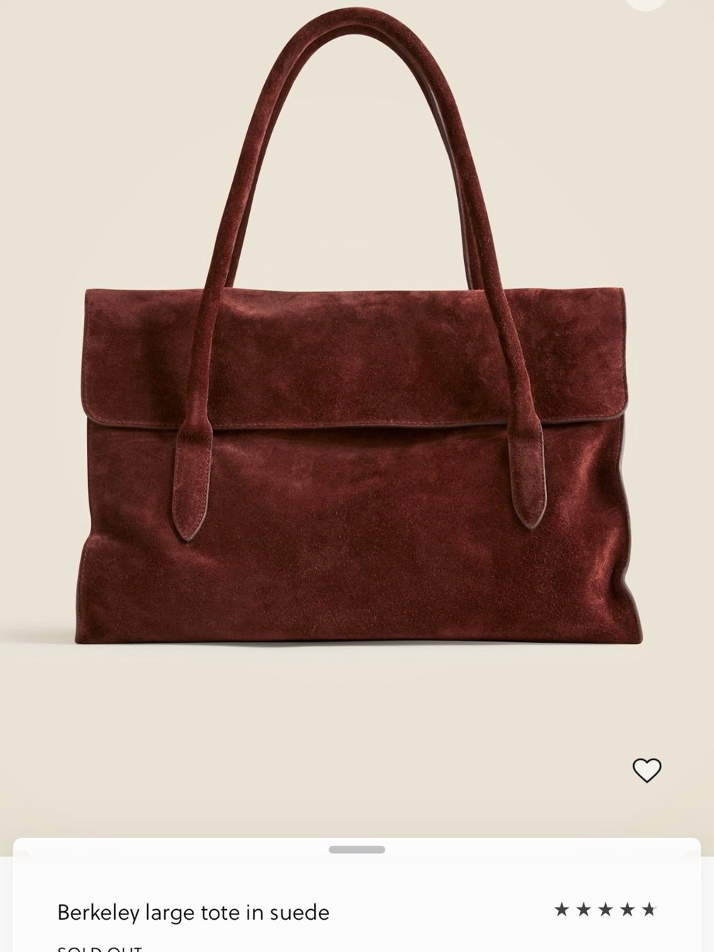 NWT J. Crew Berkeley Suede Tote Bag in Deep Burgundy